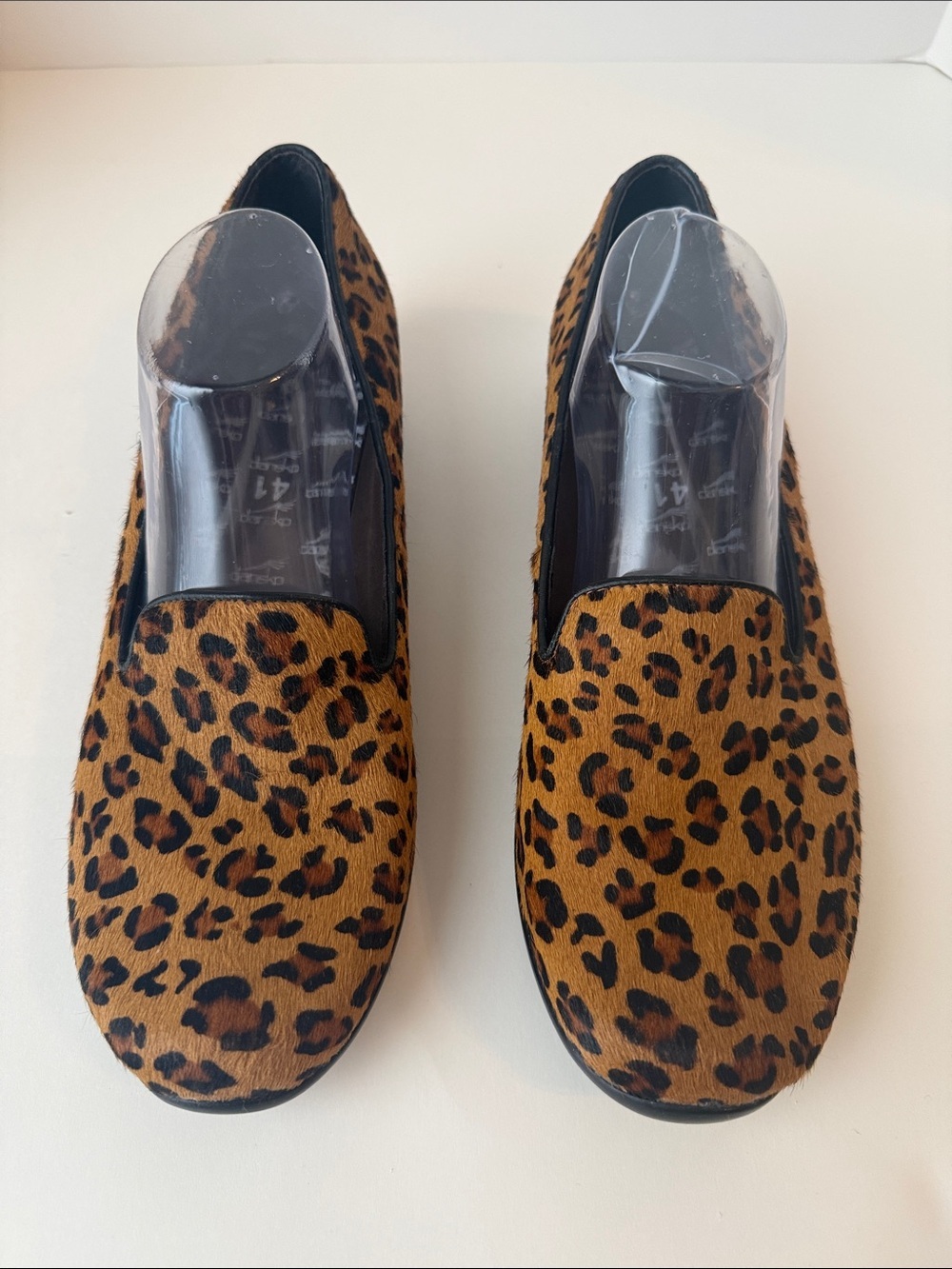 Dansko Leopard Print Calf Hair Clogs EU 41 US 10/10.5 Comfort Slip-On Shoes